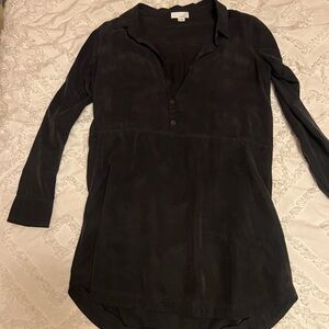 Navy Silk Ten Sixty Sherman Black Long Sleeve Dress